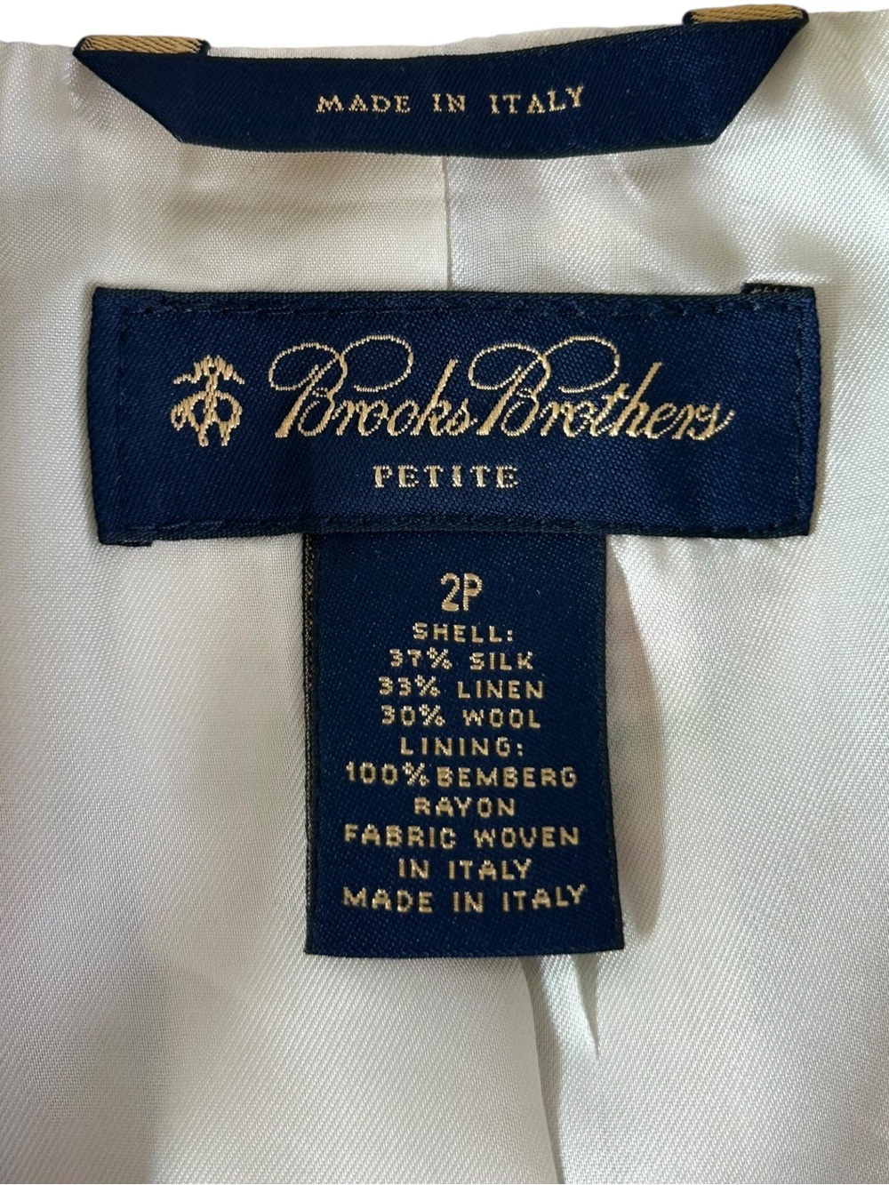 4/$20 Brooks Brothers Petite Silk Linen Wool Plaid Blazer Jacket Italy 2P - Picture 3 of 3